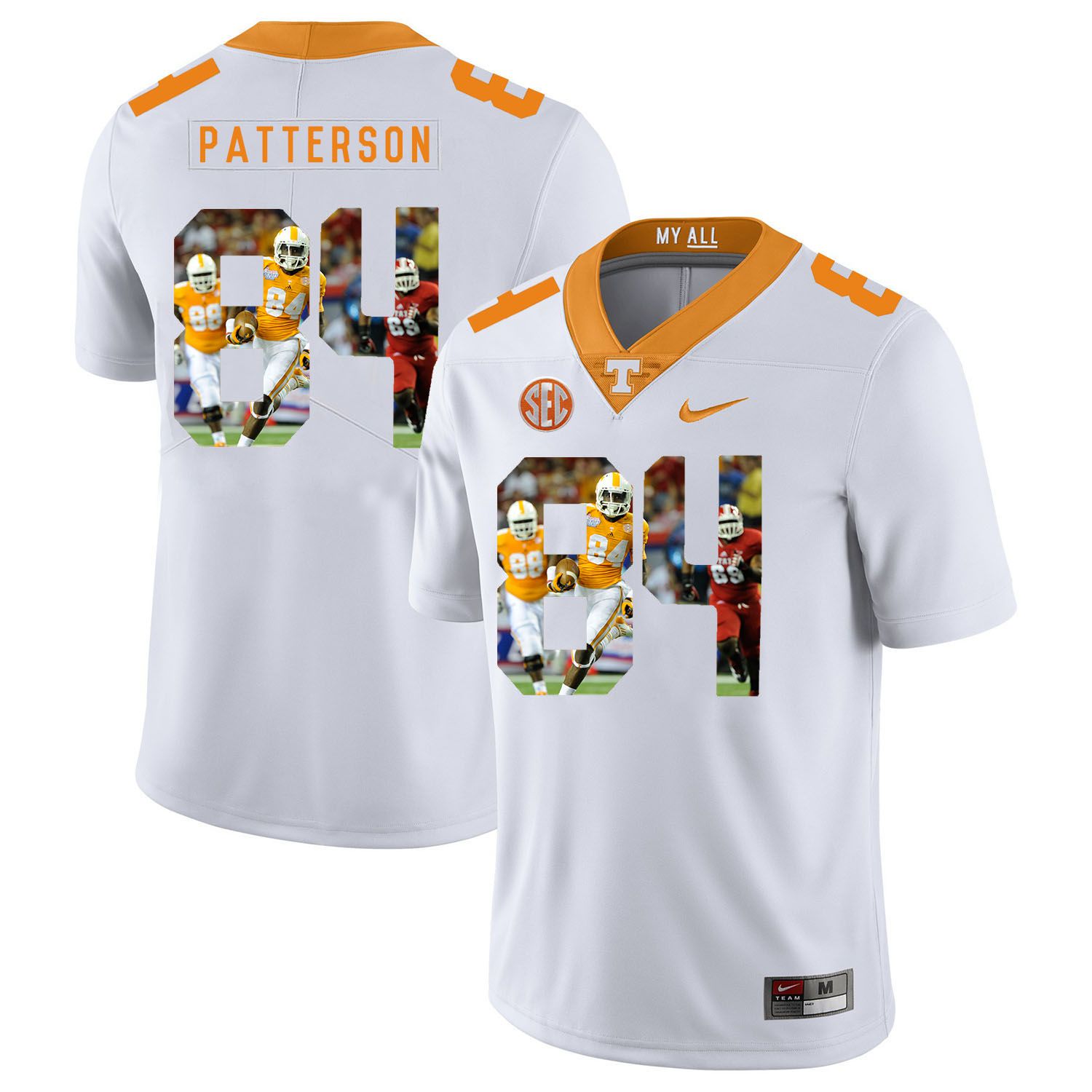 Men Tennessee Volunteers 84 Patterson White Fashion Edition Customized NCAA Jerseys